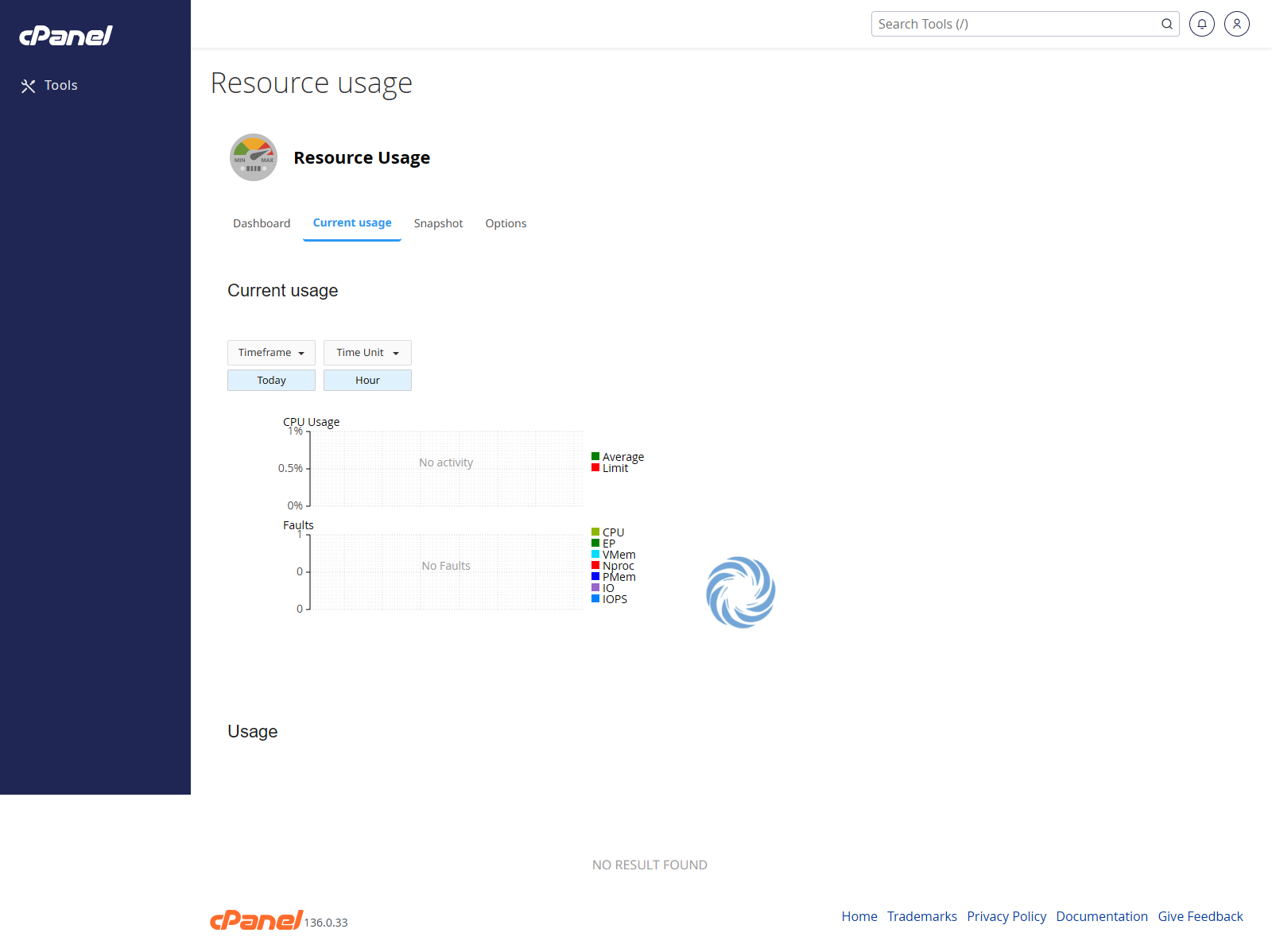Resource Usage current usage graph