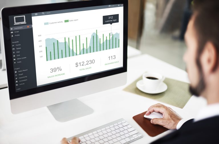 Sales dashboard graphics representing ecommerce metrics