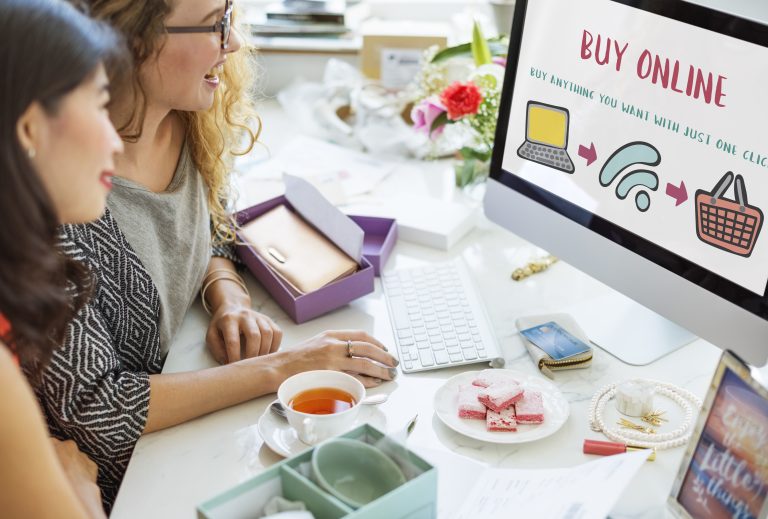 Online shopping and web advertising concept