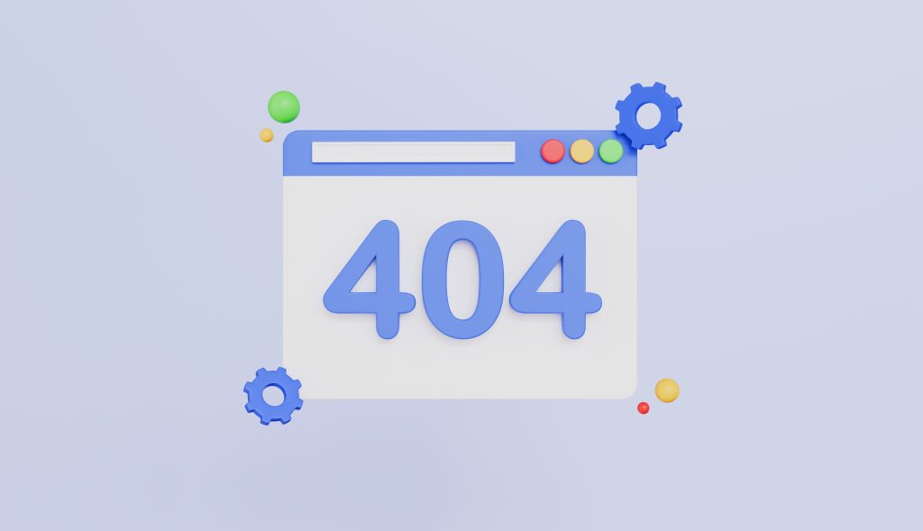 404 page not found message displayed on a computer screen